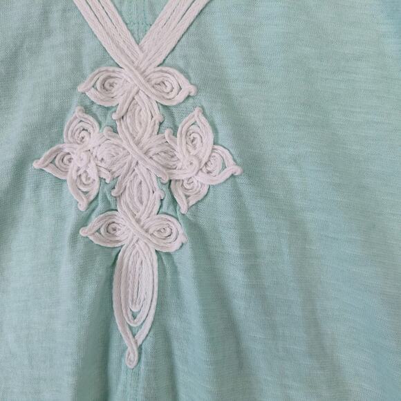 Lilly Pulitzer Mint Green Tunic Top Women's M Side Slits 3/4 Sleeve Embroidered - Picture 8 of 10